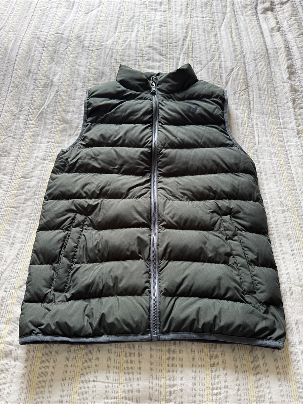 Under Armour Youth Puffer Vest in Dark Green with Grey Trim | ColdGear